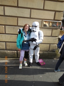 Peg with a walking talking STORM TROOPER  How cool is that!